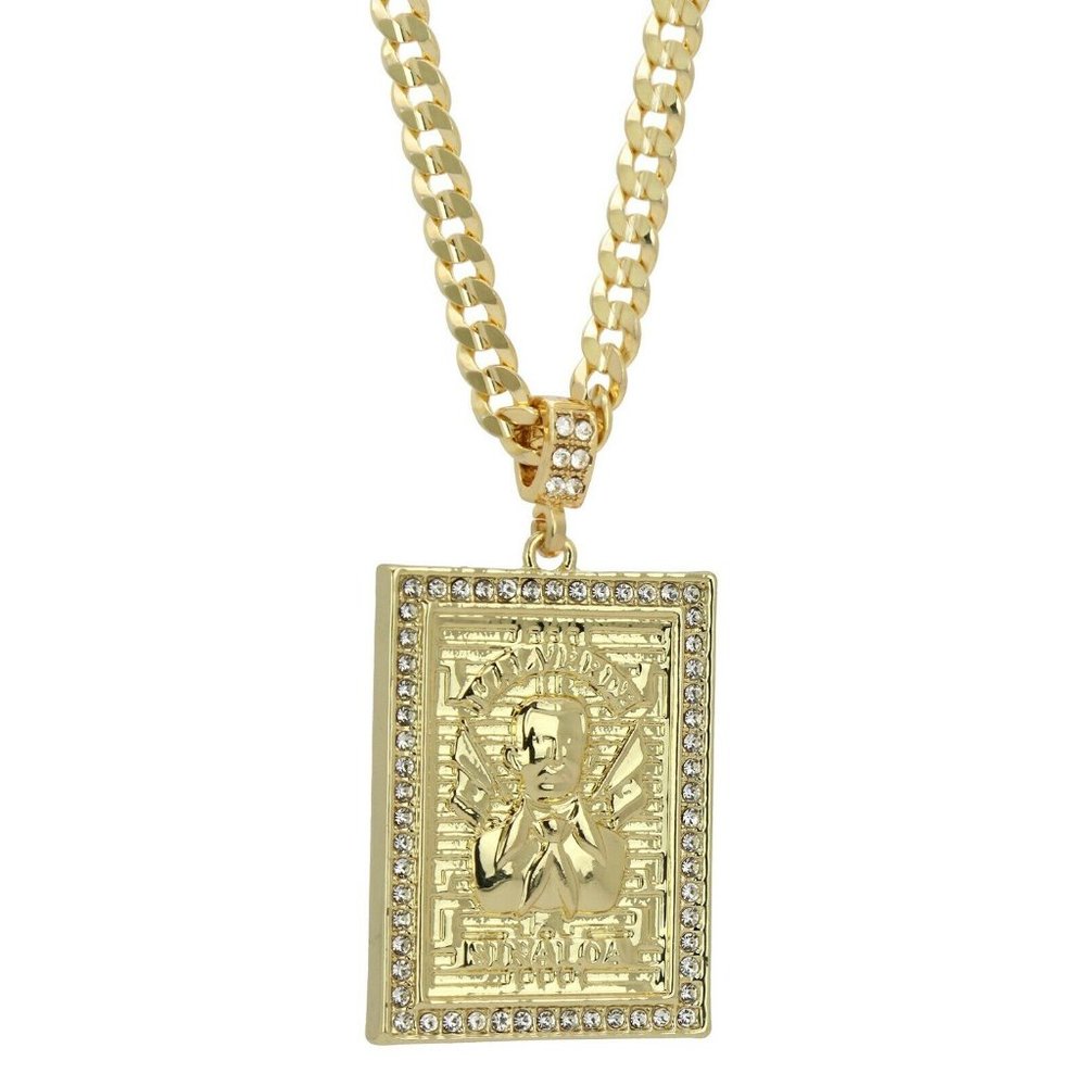 14k Gold Malverde 24" Cuban Chain + Pendant